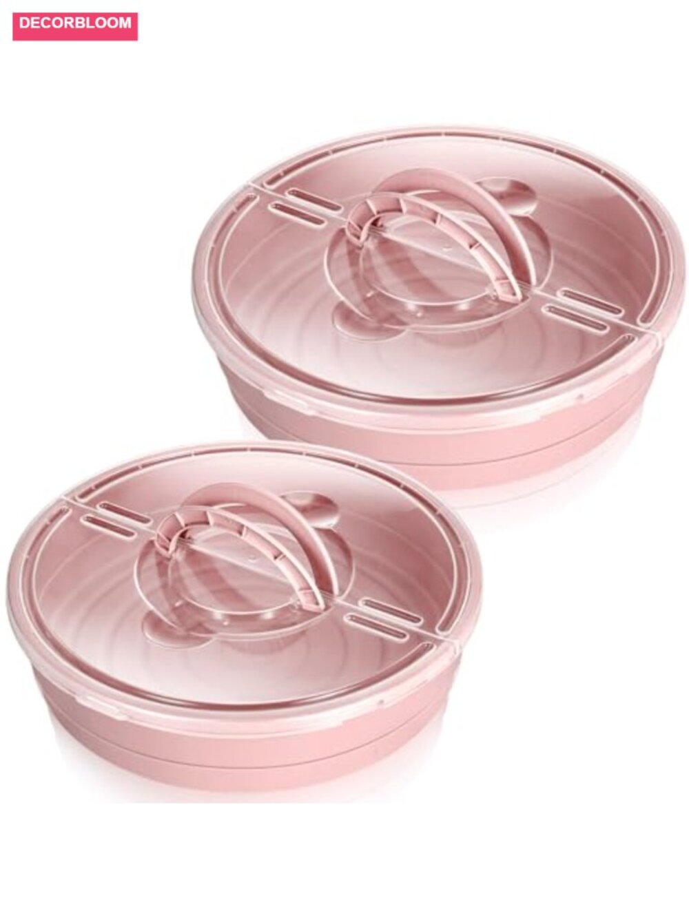2 Pc 12" Pie Container with Lid Handle, Pink